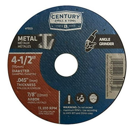 

Century Drill & Tool 75523 Thin Masonry Cutting Wheel Typ1 - 4.5 x.045