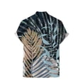 thumbnail image 2 of Camisas Para Hombre Manga Larga Camisa de vacaciones al libre de manga corta para playa con estampado completo de solapa informal con un solo pecho de primavera para hombre (Khaki, XL), 2 of 4