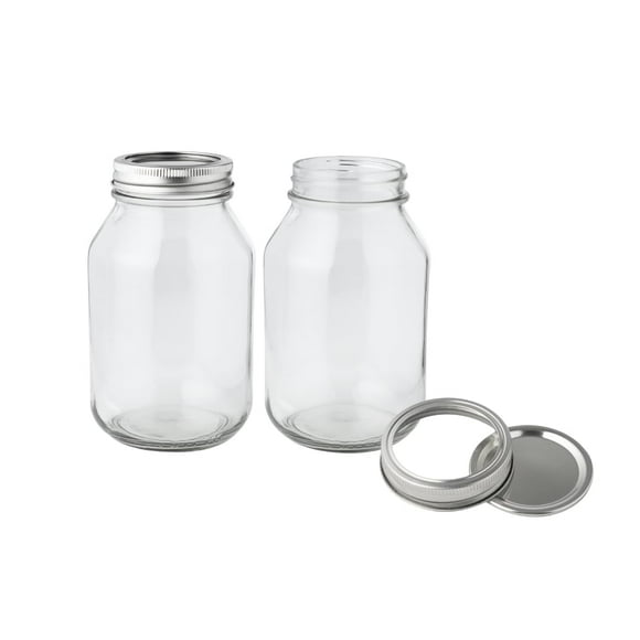 Frascos Mason FastRack de 32 oz, paquete de 2, vidrio hermético