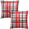 thumbnail image 2 of Red Stripe Plaid Pillow Covers Set of 2, Buffalo Check Throw Cushion Cover 18 x 18inch Pillow Case for Farmhouse Home Office Sofa Bed Party Xmas Valentine''s Day Decor, 2 of 6