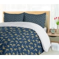 thumbnail image 5 of Ambesonne Navy Blue Duvet Cover Sets, Abstract Carnation Flower, 2-Queen, Mustard Indigo, 5 of 7