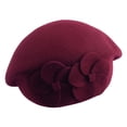 thumbnail image 2 of WHEANG Soft Comfort Beret Hat for Women Elegant French Style Beret Hat Daily Wear Casual Beret Hat Fashion Double Flowers Decor Beret Adjustable Lightweight Keep Warm Beret Hat Red, 2 of 4