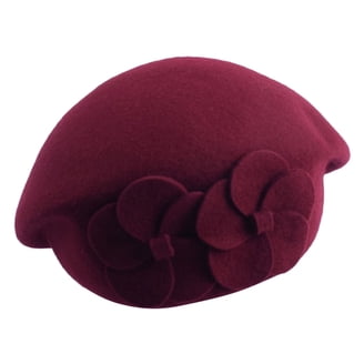 6362 Wool French Beret Hat Solid Color Beret Cap For Women Girls (garnet) DLAPL Wool Beret Hat for Women Solid Color Classic French  main image 3