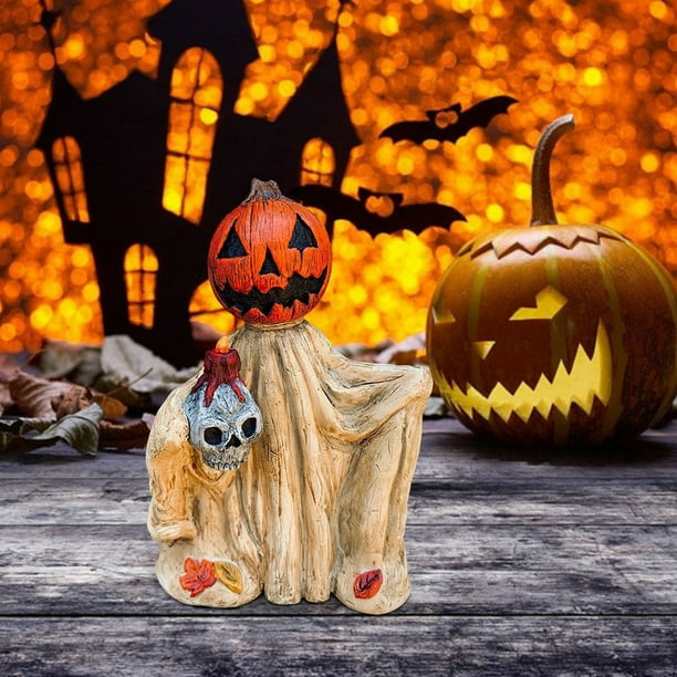 Estatua De Calabaza De Halloween | Figuritas De Calabaza De Halloween Estatuas De Resina | Figuritas De Halloween Decoraciones De Mesa Para El Hogar