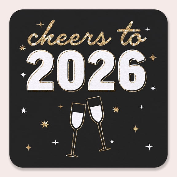 Big Dot of Happiness 25 Ct Hello New Year Drink Coasters, 4-Inch Disposable Square Paper Coasters for Cheers to 2026 Party Decoration, NYE Table Decor for Cocktail Drinks