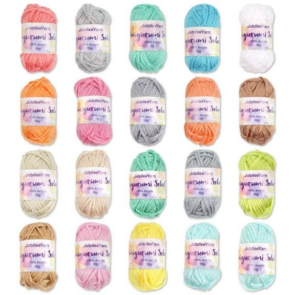 JubileeYarn Amigurumi Select Yarn Bonbons - Baby Weight Acrylic - 10g/Skein - Light Colors - 20 Skeins