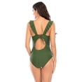 thumbnail image 5 of Bikini conservador de una pieza de primavera y verano para mujer, traje de baño delgado de borde volador de color sólido para mujer Zhivalor BST3018550-2, 5 of 5