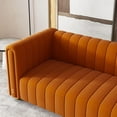 thumbnail image 3 of Modern Velvet Sofa for Living Room, 82" Comfy Upholstered Sofa 3 Seater Sofa Couch with Gold Metal Legs, Luxury Sectional Sofa for Living Room, Bedroom, Office, Apartment Orange, 3 of 5
