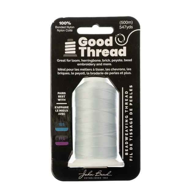 John Bead Good Thread 500m Spool Light Grey Bonded Nylon Beading Thread for DIY Jewelry Making, Arts and Craft, Bead Embroidery