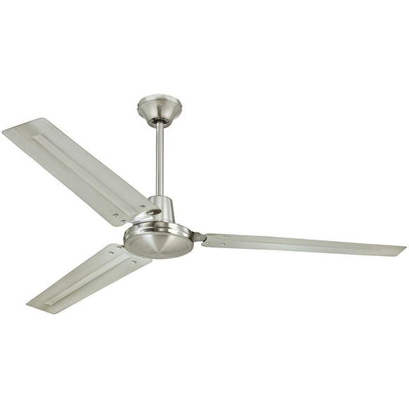 Ciata Lighting Garage Ceiling Fan, Shop Ceiling Fan, Commercial Ceiling Fan, Industrial 56 Inch Three Blade Indoor Ceiling Fan, with Steel Blades - Brushed Nickel