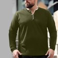 thumbnail image 2 of GigrtiJin Mens Fall Plus Size Shirt Long Sleeved Button Round Neck Blouse Loose Solid Color Casual Pullover Top, 2 of 9