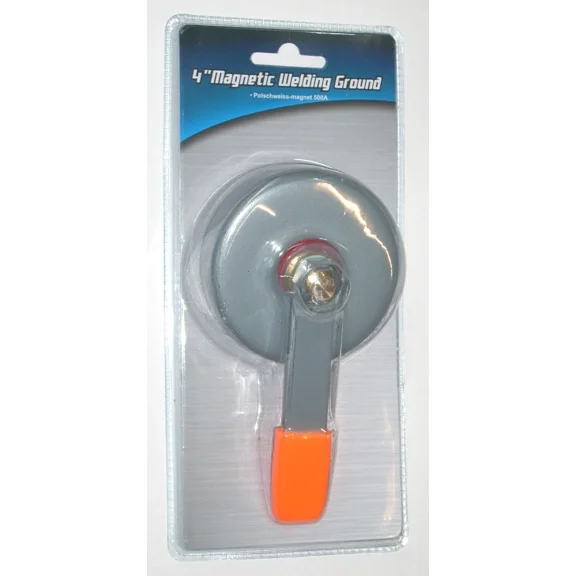 4" Magnetic Welding Ground Clamp W Lift Handle 500A Capacity 1/2" Stud Bolt Gray