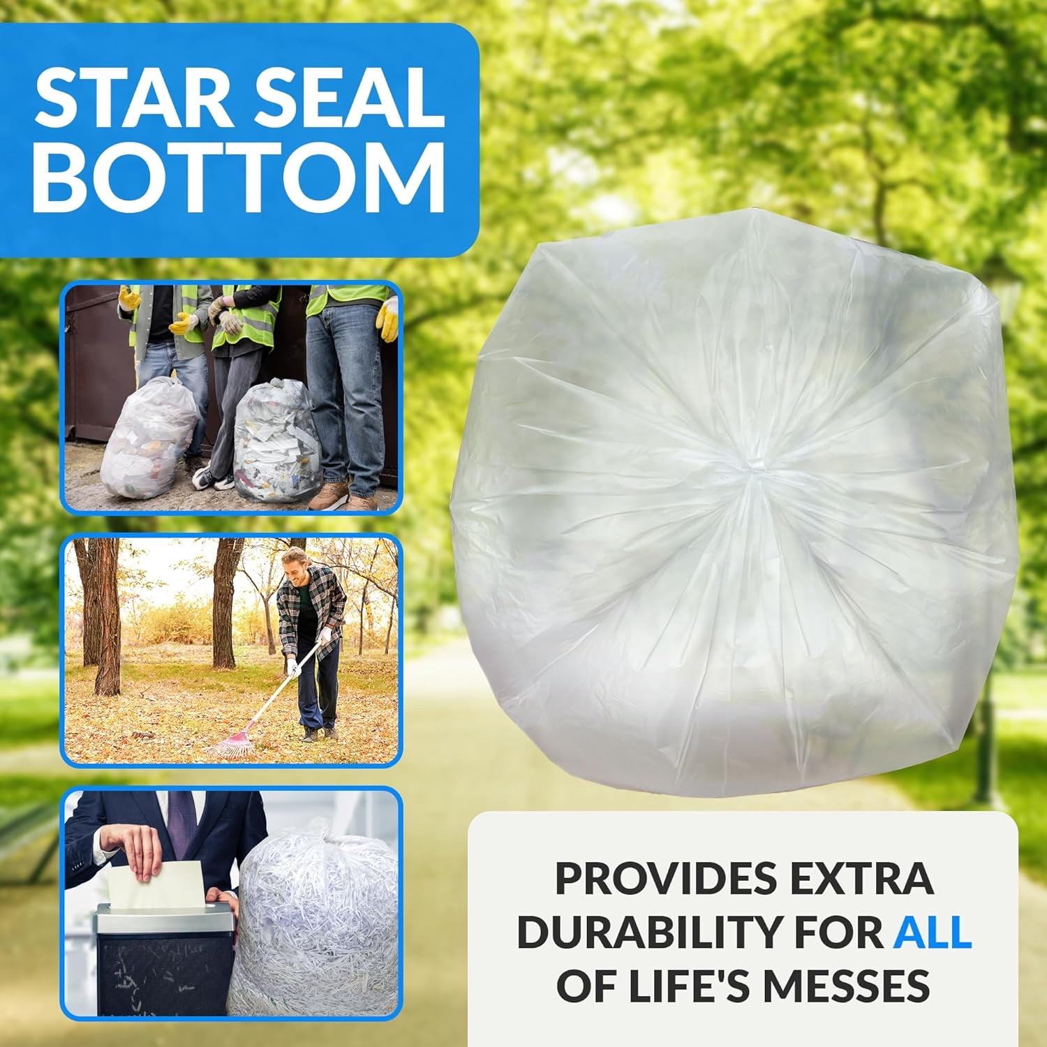 30-33 Gallon Trash Bags Heavy Duty | 250 Count Bulk | Clear Large Trash Bags 30+, 32 Gallon
