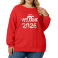 thumbnail image 2 of Women's Plus Size Christmas 2026 New Year Printed Sweatshirt, Long Sleeve Casual Pullover Top, WELCOME Graphic Fashion Hoodie,Red,4XL, 2 of 5