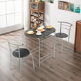thumbnail image 3 of LEIYY 3 Piece Dining Set,Small Kitchen Table Set for 2,Breakfast Table Set,Kitchen Wooden Table and 2 Chairs for Small Space/Dining Room/Apartment,Metal Frame,Wine Rack,Sliver&Black, 3 of 8