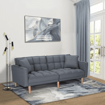 Couch And Sofa Fabric Futon Sofa Small Space Futon Couch Bed With 2 Pillows Convertible Couch