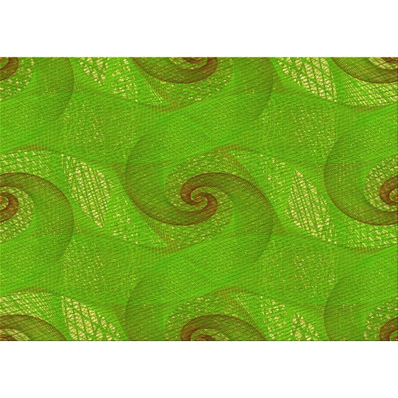 Ahgly Company Machine Washable Indoor Rectangle Transitional Bright Green Area Rugs, 7' x 9'