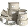thumbnail image 1 of Sorbus Ensemble Robuste de Vaisselle en Porcelaine - Support à Coque Rigide pour Assiettes Rondes et Tasses - Ensemble de 5 Pcs, 12 Portions (Beige), 1 of 6