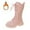 a-Light Pink4718, variant on VNKIDY Girls Kids Solid Color Leather Knee High Boots Plush Lined Warm Lace Up Thick Traction Sole Shoes For Cold Weather Outdoor Activities Cute Footwear