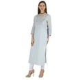 thumbnail image 3 of Phagun Indo WesternSolid Kurti For Women's V-Neck W/ Side Slit Indian Traditional Wear, 3 of 7