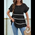 thumbnail image 4 of Blusa Informal de Verano de Corta con Volantes y Borlas Escalonadas para Mujer, Color Negro, Talla M, 4 of 9