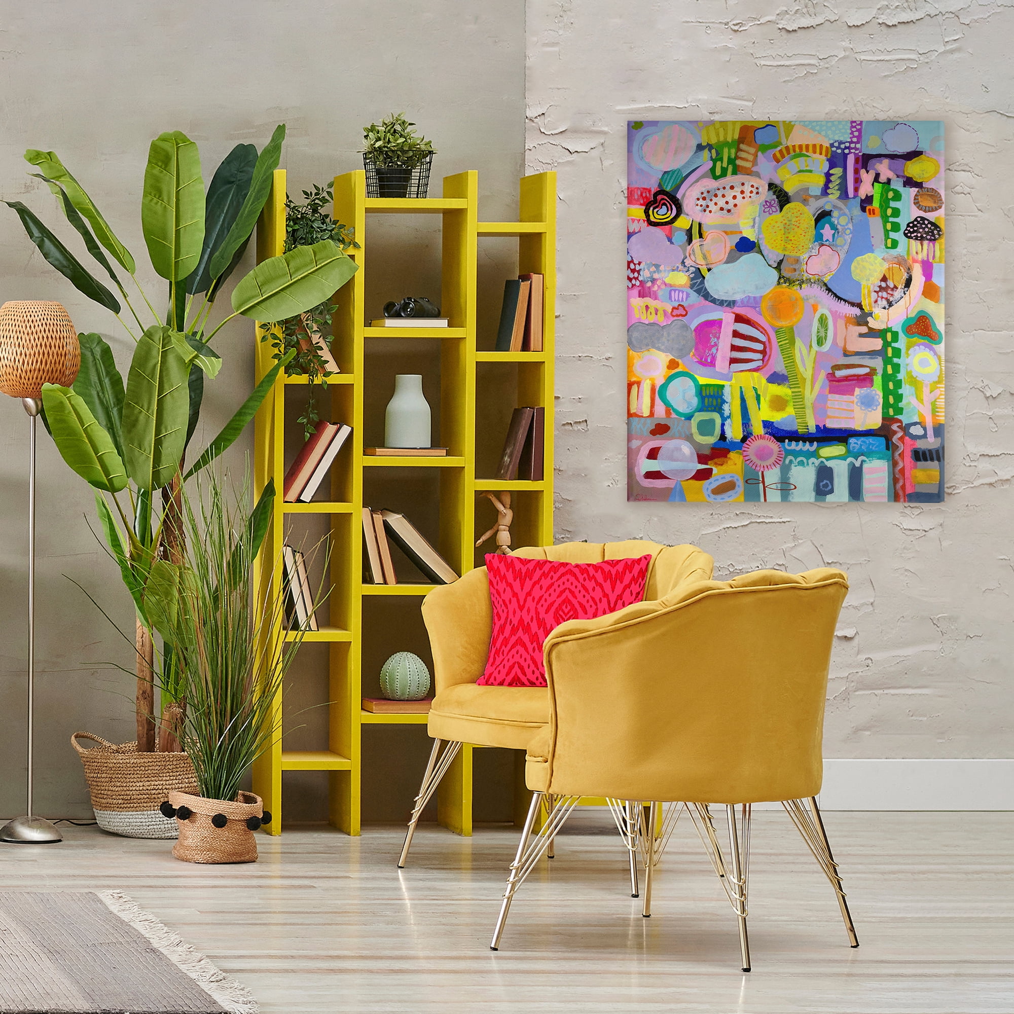 Stupell Industries Big Happy Whimsical Collage Canvas Wall Art, design by Mary Robertson