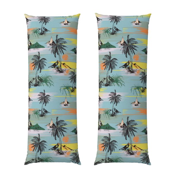 Balery Hawaiian Style Funda Protectora para Almohada Corporal de Algodón Hipoalergénico con Cierre(55 x 21 pulgadas), Almohadas No Incluidas