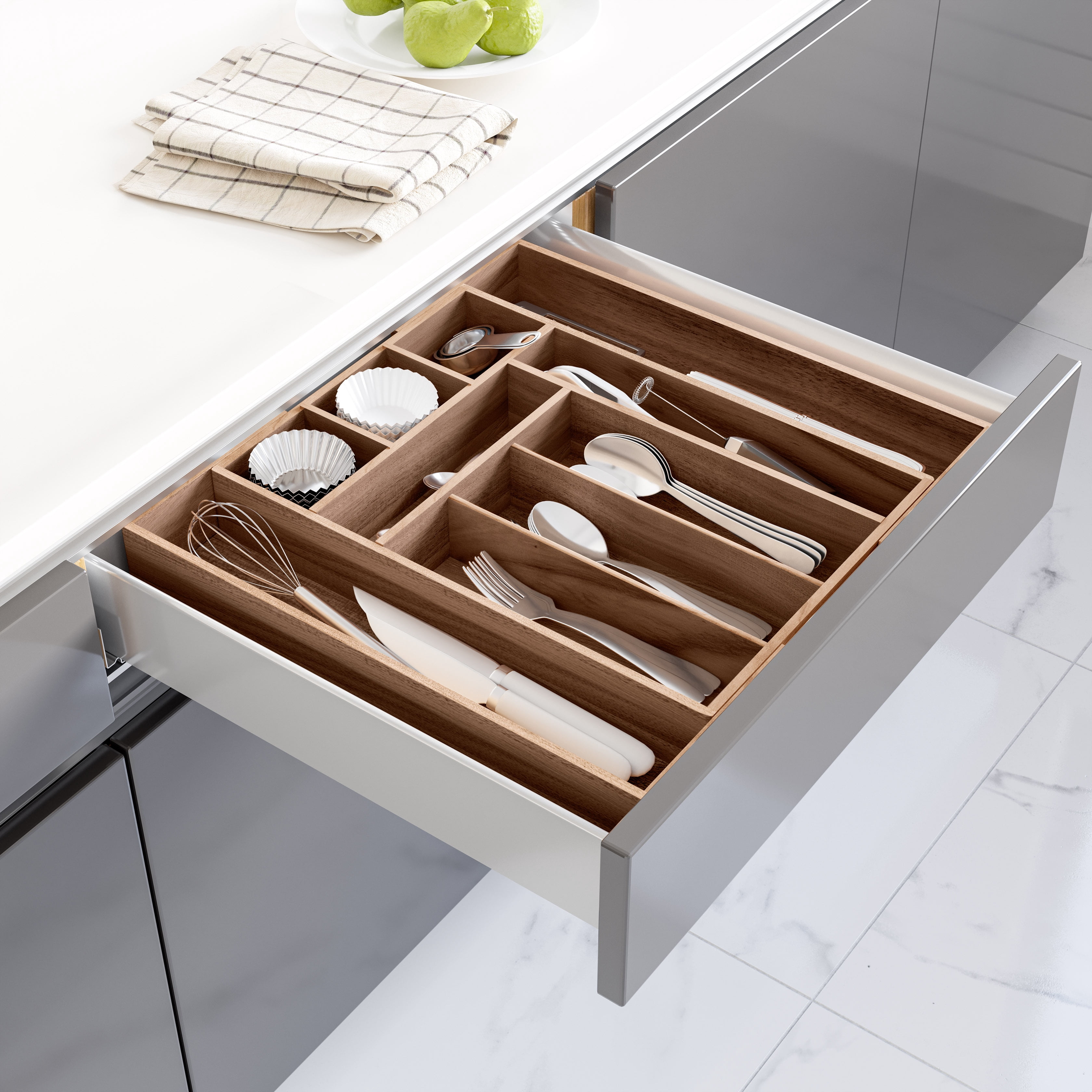 Seville Classics Acaicia Wood Premium Storage Expandable Drawer Organizer and Box Set (4 Piece)