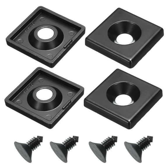 EU 4545 Standard T-Slot 12.5mm Hole Dia Aluminum Extrusion End Cap 45x45mm Black with Push-in Fastener, 4Pcs