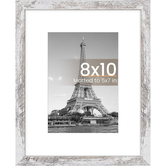 8x10 Picture Frame, Display Pictures 5x7 with Mat or 8 x 10 Without, Wall Hanging Photo Frames, 1 Pack