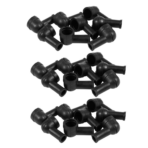 24 Pcs 15mm x 8mm Black Smoking Pipe Shaped PVC Battery Terminal