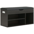 thumbnail image 1 of HOMCOM Shoe Bench Entryway Rack w/ Padded Cushion for Hallway, Black, 1 of 10