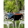 thumbnail image 3 of Outdoor Tablecloth with Umbrella Hole for Patio/Picnic/Party/Camping, Japanese Style Waterproof Table Cloth Round Cover Washable, Modern Cranes Cherry Flower Wave Red Brown (Dia 60"), 3 of 8