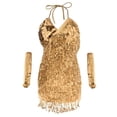 thumbnail image 2 of Vestido de baile de salón jinwen con flecos y lentejuelas brillantes para mujer Oro, 2 of 8