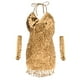 thumbnail image 2 of Vestido de baile de salón Zulema con flecos y guantes Oro para mujer, 2 of 8