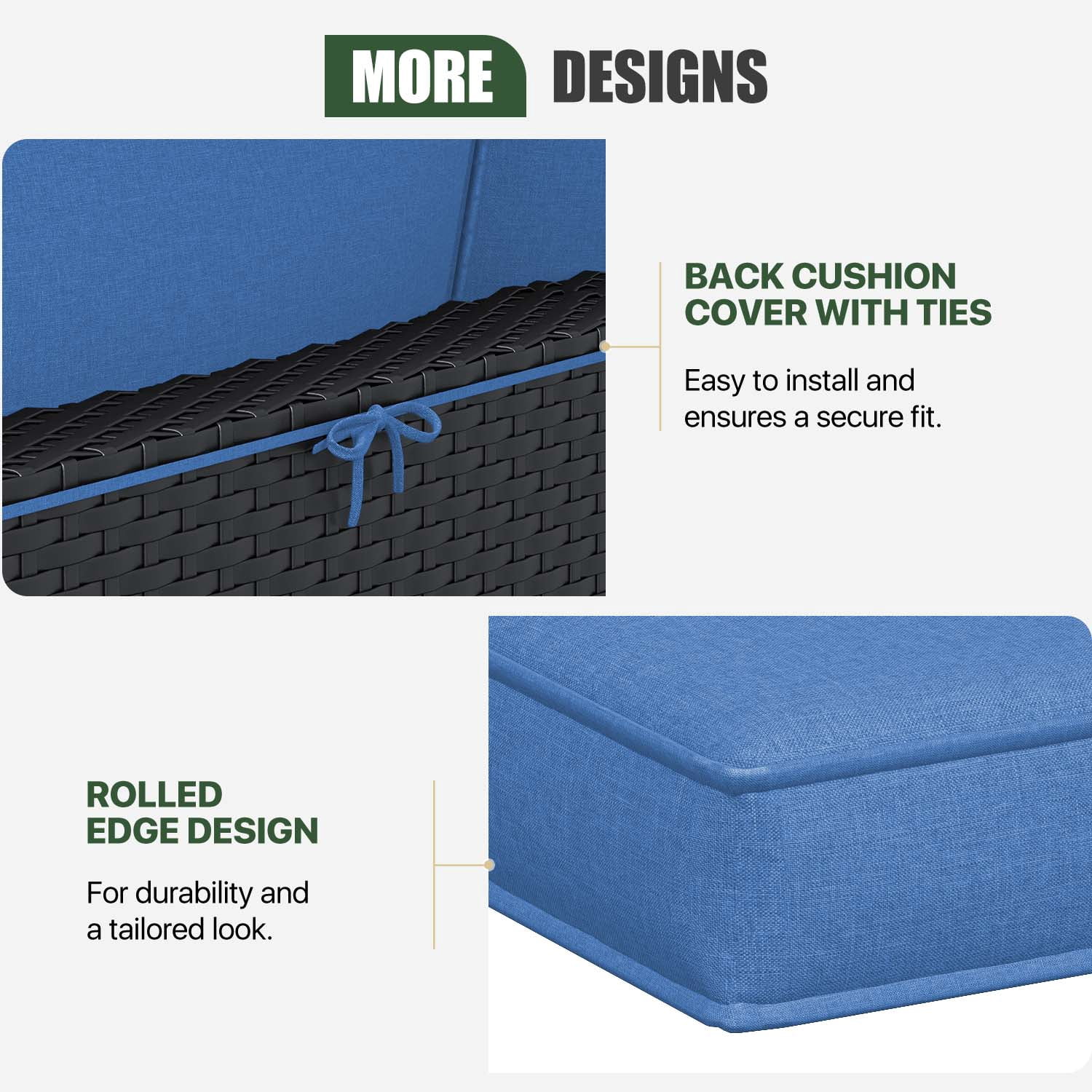 Clouddwell 11-Piece Outdoor Cushion Slipcovers Replacement for 5-Seat Wicker Sectional-Waterproof, Non-Slip Bottom (Navy Blue)
