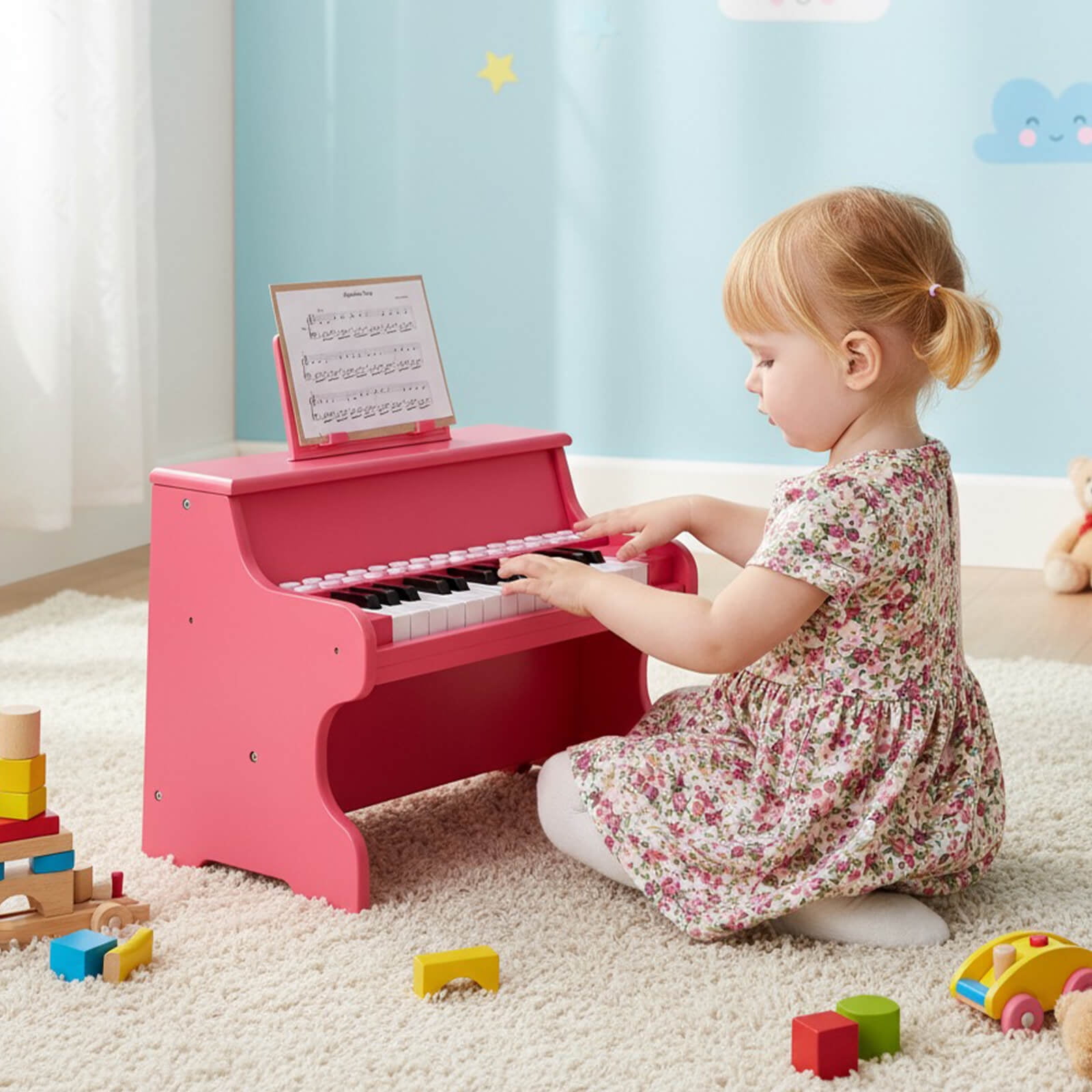 Infans 25 Keys Digital Piano w/Music Stand, Teaching Mode, Lighted Keys, 6 Instruments