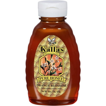 Kallas Orange Blossom Pure Honey, 16 oz, (Pack of 12)