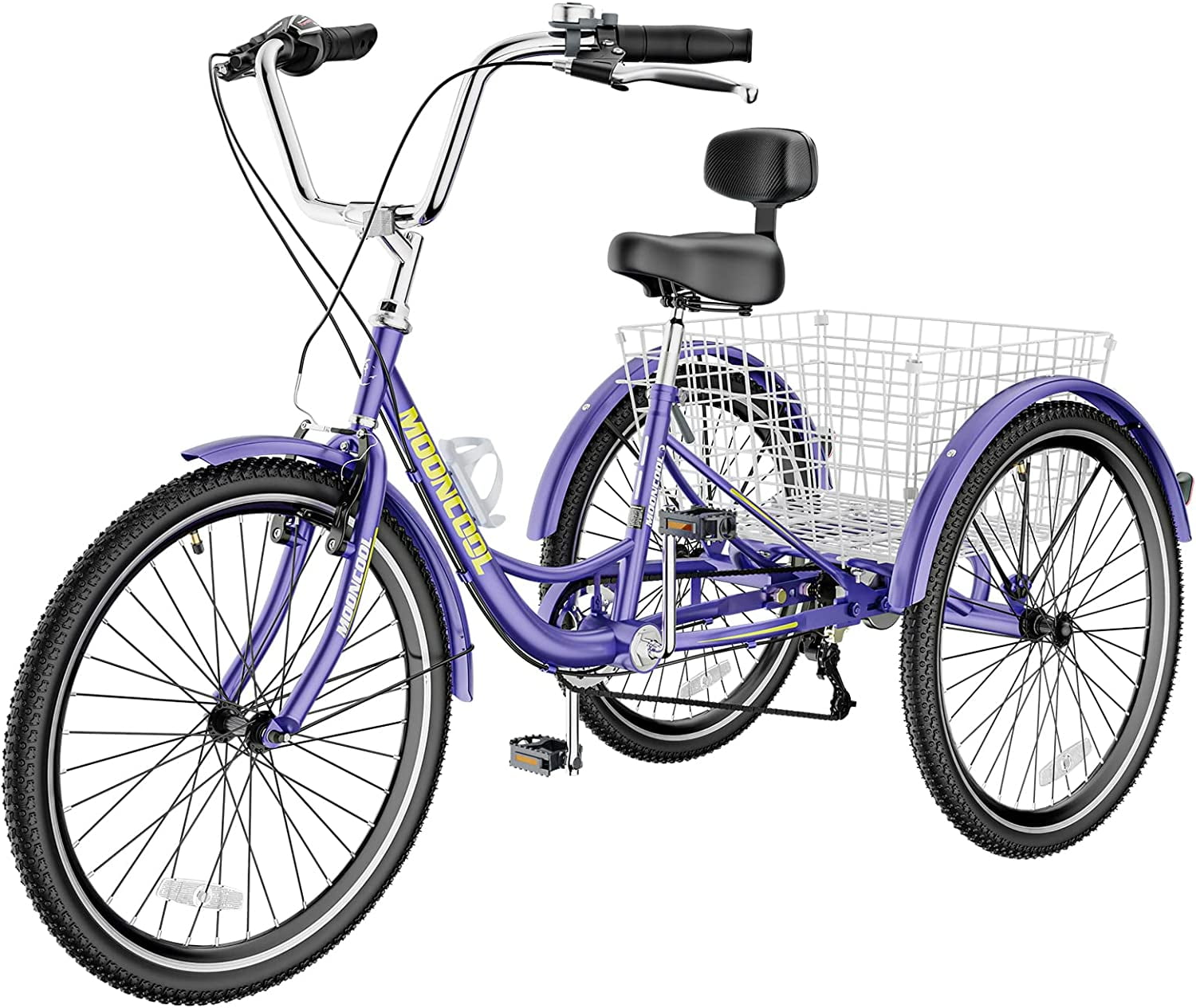 Mooncool Adult Tricycle 20/24/26 inch 7 Speed, Three Wheel Bicycle for Adult, Trike Cruiser W/ Tools & Big Basket for Exercise Shopping Picnic Outdoor Activities