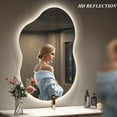 thumbnail image 4 of Irregular 32"x 24" Led Bathroom Mirror with Lights, Backlit Cloud-Shape Vanity Mirror for Wall, Dimmable 3 Colors Asymmetrical Mirror, Memory Function, 4 of 9