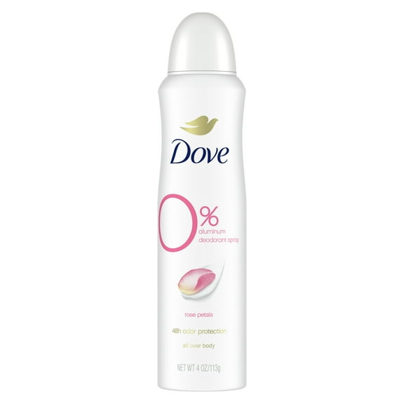 Dove 0% Aluminum Women's Deodorant Spray, Rose Petals, 4 oz