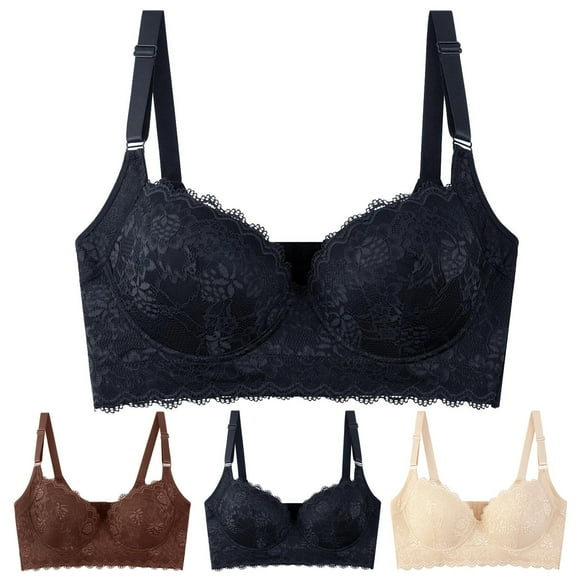 ATENAR Womens Bras,Push Up Bra,Bras for Women,Comfort Fit,Soft,Solid,Nylon,Spandex,Black,M