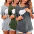 thumbnail image 1 of Vêtements de Grossesse Offres de l'Action de Grâce Liquidation Été Vêtements de Maternité pour Femmes Col Rond Manches Courtes Volants Pli Hauts de Grossesse, 1 of 5