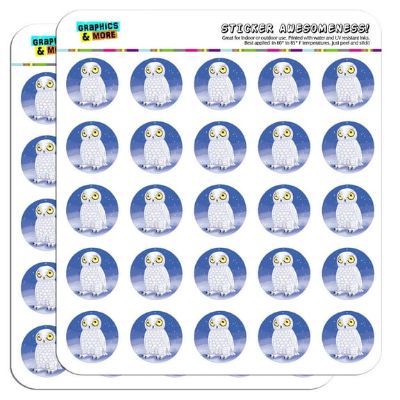 Snowy Owl Bird Snow 1" Scrapbooking Crafting Stickers