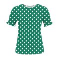 thumbnail image 5 of XPMWRP Women's Polka Dot Puff Sleeve Blouse Round Neck Ruched Cuff Short Sleeve Casual Tunic Top Lightweight Loose Fit for Summer Green XXL, 5 of 7