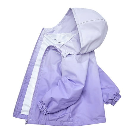 Kukoosong Toddler Boys Girls Rain Jackets Zip Up Hooded Kids Winter Clothes Long Sleeve Print Lightweight Jackets Outerwear for 7 Years