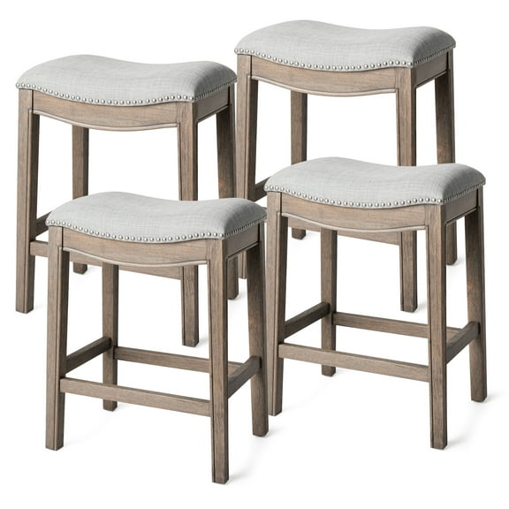 Open Box Maven Lane Adrien Saddle Counter Stool 25.7"H, Reclaimed Oak (4 Pack)