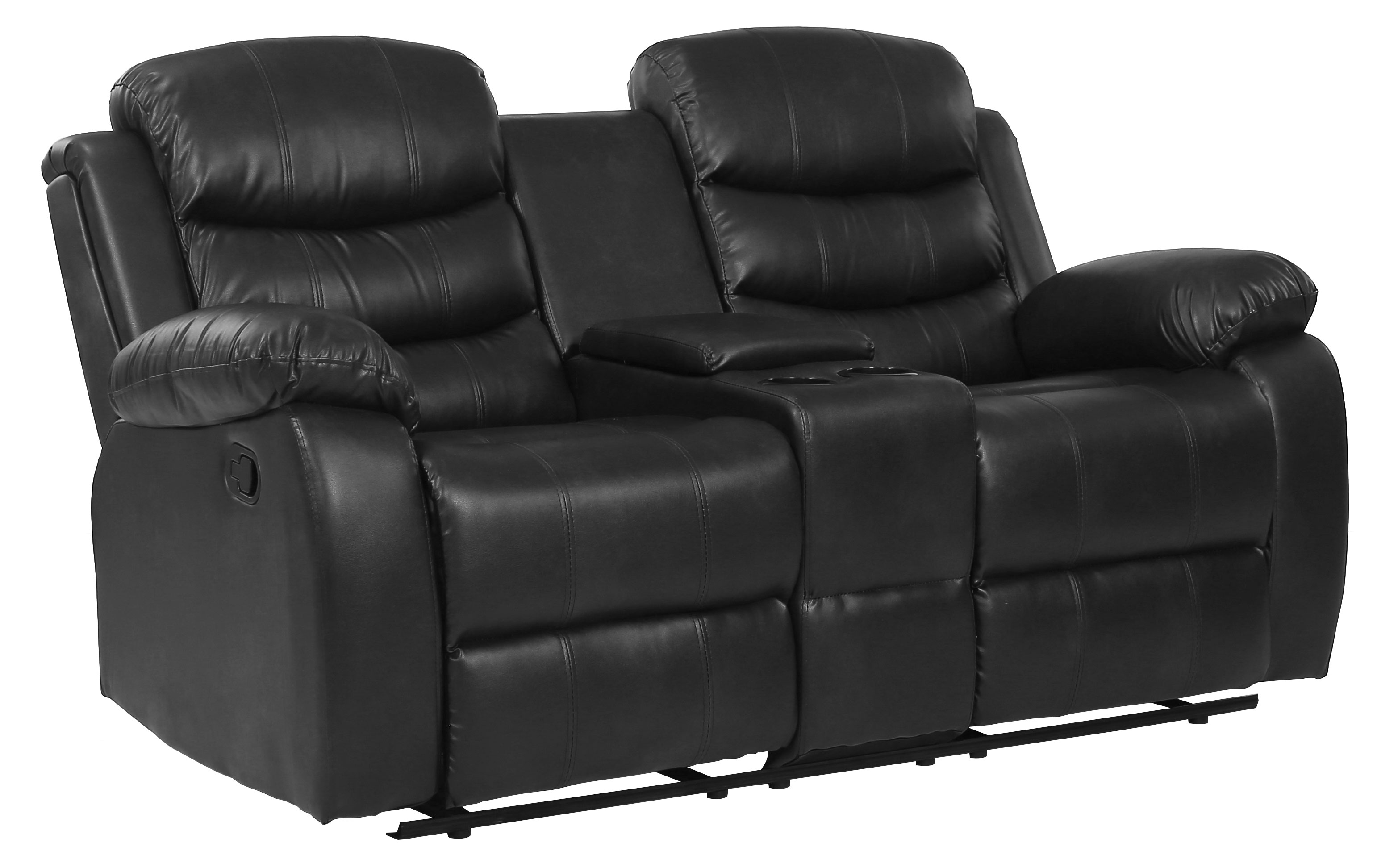 Modstyle Faux Leather Reclining Loveseat Sofa, Black