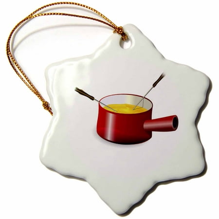3dRose Retro Fondue Pot With Cheese - Snowflake Ornament,