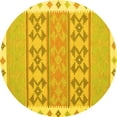 thumbnail image 1 of Ahgly Company Machine Washable Indoor Round Abstract Yellow Contemporary Area Rugs, 6' Round, 1 of 4